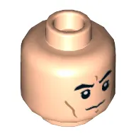 Minifig Head Clone Trooper / Boba Fett / Stormtrooper, Eyebrows, White Pupils, Cheek Lines, Frown Print [Hollow Stud]