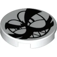 Tile Round 2 x 2 with Bottom Stud Holder with Grinning Nixel Face Print