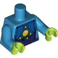 Torso Armor with 5 Yellow Lights Print, Dark Azure Arms, Lime Hands
