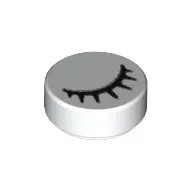 Tile Round 1 x 1 with Black Eye Closed with Eyelashes Print