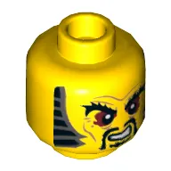 Minifig Head Chen, Bushy Eyebrows, Red Eyes, Moustache and Goatee, Sideburns, Wrinkles Print [Hollow Stud]