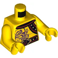 Torso Bare Chest, Muscles, Purple Snake Tattoos, Snake Buckle, Shoulder Strap Print, Yellow Arms and Hands