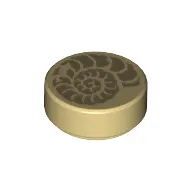 Tile Round 1 x 1 with Ammonite Fossil Print