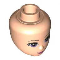Minidoll Head with Purple Eyes, Dark Pink Lips and Closed Mouth Print