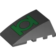 Brick Wedged, Curved 4 x 4 No Top Studs with Green Lantern Logo Print