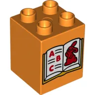 Duplo Brick 2 x 2 x 2 with Book with A, B, C and Bunny / Rabbit Print