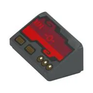 Brick Sloped 30° 1 x 2 x 2/3 with Dark Red Horizon Screen and Gold Switches and Buttons Print