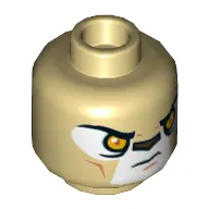 Minifig Head Warrior, Dual Sided, Lion with Orange Eyes and Dark Brown Nose, Neutral / Stern Print [Hollow Stud]