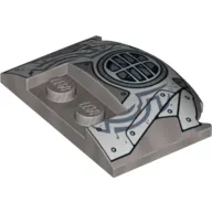 Brick Round 3 x 4 x 2/3 Triple Curved with 2 Sunk Studs and Armor Plates and Grille with Vent Print