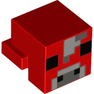 Minifig Head Special, Cube with Rear Ledge, Pixelated Light and 2 Dark Bluish Gray and Black Face Print (Mooshroom)