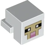 Minifig Head Special, Cube with Rear Ledge, Pixelated Tan Face with Pink Mouth Print