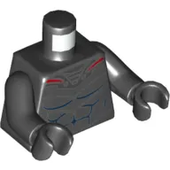 Torso Armor Silver and Red with Blue Muscles Print (Black Manta), Black Arms and Hands