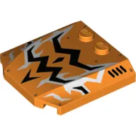 Brick Wedged, Curved Triple 4 x 4 x 2/3 with 2 Studs and Black and White Lightning Print