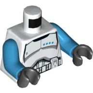 Torso Armor Clone Trooper Lieutenant Black Belt and Four Dark Azure Stars Print, Dark Azure Arms, Black Hands