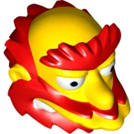 Minifig Head Special, Simpsons, Groundskeeper Willie with Red Beard, Eyebrows and Hair Print