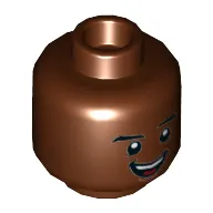 Minifig Head James Rhodes (War Machine) / Cyborg, Dual Sided, Eyebrows, White Pupils, Open Mouth Smile / Clenched Teeth Print [Hollow Stud]