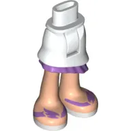 Minidoll Hips and Asymmetrical Layered Skirt with Medium Lavender Ruffle, Light Nougat Legs and Dark Purple Sandals Print