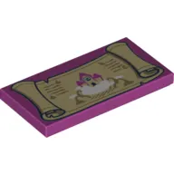 Tile 2 x 4 with Tan Scroll with House Print