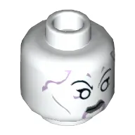 Minifig Head Asajj Ventress, White Eyes and Dark Bluish Gray Lips Print [Hollow Stud]