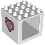 Duplo Door / Window Frame 4 x 4 x 3 - Thin Top with Heart with Bandage Cross with Heart on Both Sides Print