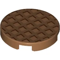 Tile Round 2 x 2 with Bottom Stud Holder with Waffle Print