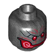 Minifig Head Ultron, Dual Sided, Red Eyes and Mouth Print [Hollow Stud]