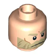 Minifig Head Rebel Trooper, Tan Eyebrows and Beard, Cheek Lines and Frown Print [Hollow Stud]