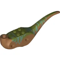 Animal Body Part, Dinosaur, Raptor Body with Olive Green Top with Medium Azure Stripes Print