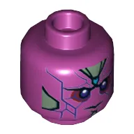 Minifig Head Vision, Dual Sided, Purple Eyes, Blue Spot on Forehead, Purple Veins Print [Hollow Stud]