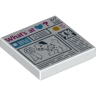 Tile 2 x 2 with Prize Ribbon, Dog and 'What's at Heart?' Newspaper Print