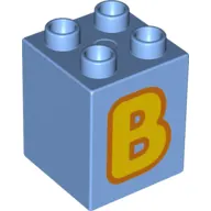 Duplo Brick 2 x 2 x 2 with Yellow 'B' Yellow Print