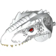 Animal Body Part, Dinosaur, Indominus Rex Head with Light Bluish Gray Pin, Tan Teeth, Red Eyes and Light Bluish Gray Scales Print