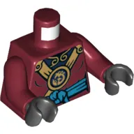 Torso Robe with Gold Emblem, Dark Azure Sash Belt Print, Dark Red Arms, Black Hands