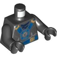 Torso Robes with Blue Harness, Dark Blue Undershirt, Shuriken in Belt Print, Black Arms and Hands