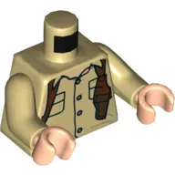 Torso Shirt with Pockets, Buttons, and Reddish Brown Gun Holster Shoulder Harness Print, Tan Arms, Light Nougat Hands