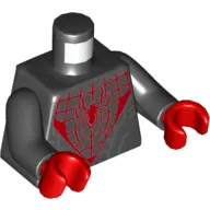 Torso Muscles, Red Webbing and Spider Logo Print, Black Arms, Red Hands