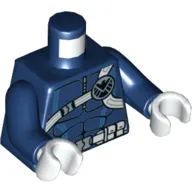Torso Jumpsuit with Muscles, Utility Belt, White Straps, and SHIELD Logo Print, Dark Blue Arms, White Hands