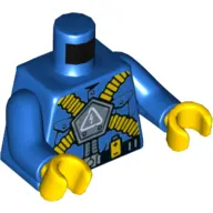Torso Shirt with Pockets, Harness with Yellow Tubes, Black Belt with Yellow Battery Print, Blue Arms, Yellow Hands