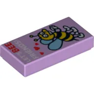 Tile 1 x 2 with Bee with Hearts and 'LET'S BEE FRIENDS' Print