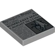 Tile 2 x 2 with Newspaper 'Springfield Shopper' and 'BUMBLEBEE MAN CAUGHT IN STING' Print