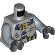 Torso Space Suit with Gold Panel with Dark Purple Tubes, Belt Print, Sand Blue Arms, Black Hands