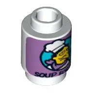 Brick Round 1 x 1 Open Stud with Chef and 'Soup for One' Print