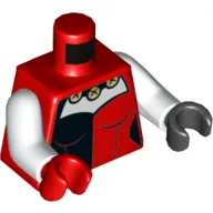 Torso, Odd Hands, Corset with Black Right Side, White Neck Print, White Arms, Left Black Hand, Right Red Hand