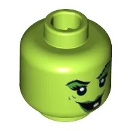Minifig Head Wacky Witch, Green Lips, Eye Shadow, Wart and Wrinkles, Smile with One White Tooth