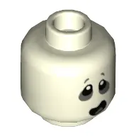 Minifig Head Specter, Dark Bluish Gray around Eyes and Open Mouth Lopsided Print [Hollow Stud]