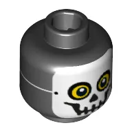 Minifig Head Skeleton Guy, Skull Mask with Yellow Eyes and Tied String on Back Print [Hollow Stud]
