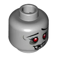 Minifig Head Zombie Cheerleader, Red Eyes, Open Mouth, 1 Tooth Missing