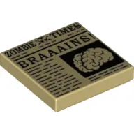 Tile 2 x 2 with Newspaper 'ZOMBIE TIMES' and 'BRAAAINS! print