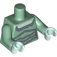 Torso Dress with Sand Blue Lines Print, Sand Green Arms, Light Aqua Hands
