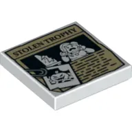 Tile 2 x 2 with Paper Clip, Pumpkin Jack O' Lantern Image and 'STOLEN TROPHY' Newspaper Article Print